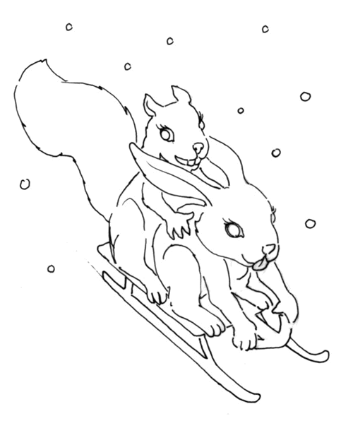 Bunny & Squirrel Sled