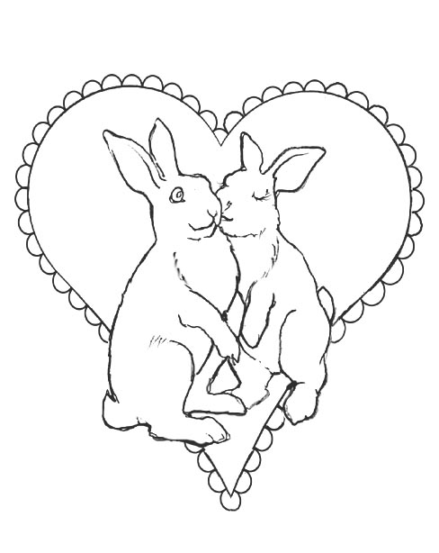 Kids' Korner Free Coloring Pages -Valentine Bunny